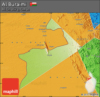 Physical Map of Al Buraimi, political outside
