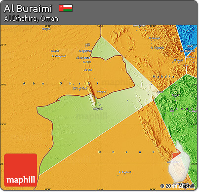 Physical Map of Al Buraimi, political outside