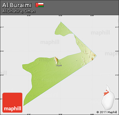 Physical Map of Al Buraimi, single color outside