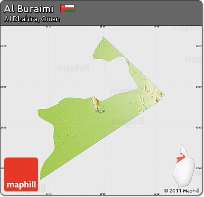 Physical Map of Al Buraimi, single color outside