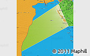 Physical Map of Dhank, political outside