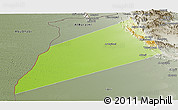Physical Panoramic Map of Dhank, semi-desaturated