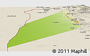 Physical Panoramic Map of Dhank, shaded relief outside