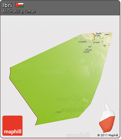 Physical 3D Map of Ibri, cropped outside