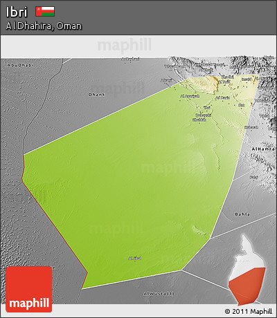 Physical 3D Map of Ibri, desaturated