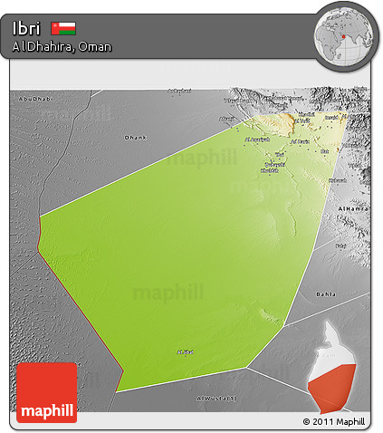Physical 3D Map of Ibri, desaturated