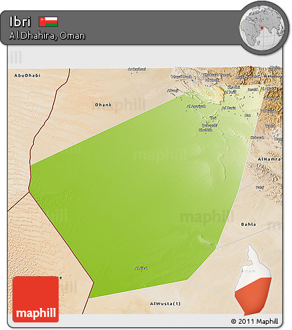 Physical 3D Map of Ibri, satellite outside