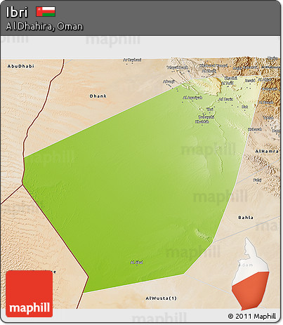 Physical 3D Map of Ibri, satellite outside