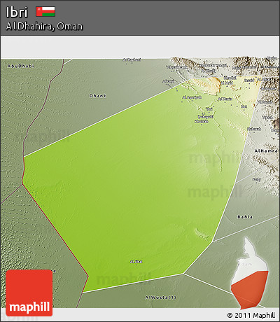 Physical 3D Map of Ibri, semi-desaturated