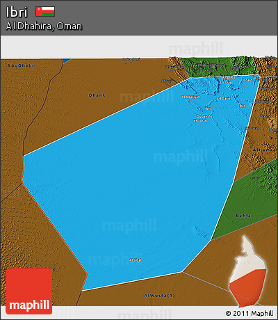 Political 3D Map of Ibri, darken
