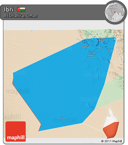 Political 3D Map of Ibri, lighten