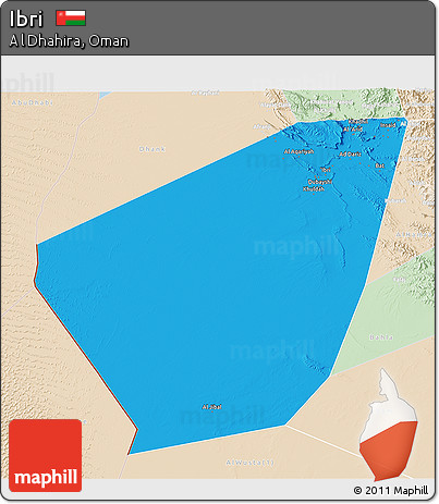 Political 3D Map of Ibri, lighten