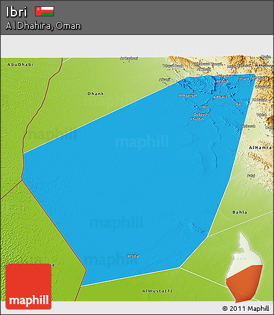 Political 3D Map of Ibri, physical outside