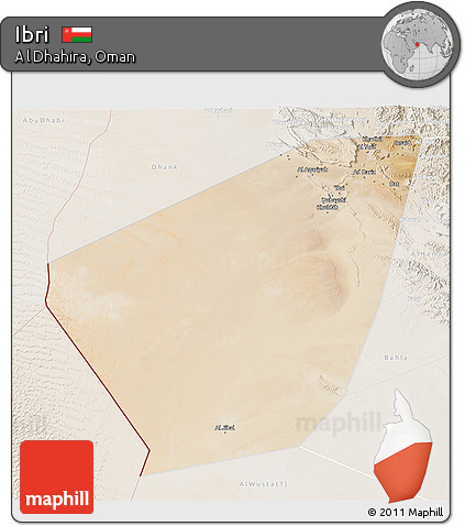 Satellite 3D Map of Ibri, lighten