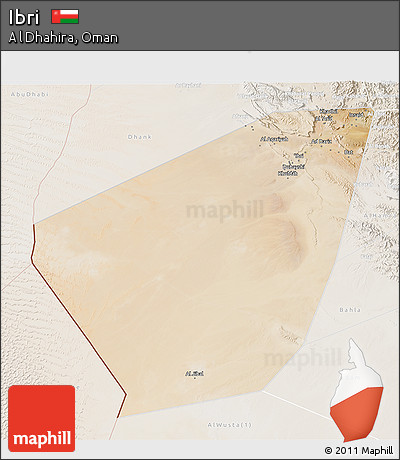 Satellite 3D Map of Ibri, lighten
