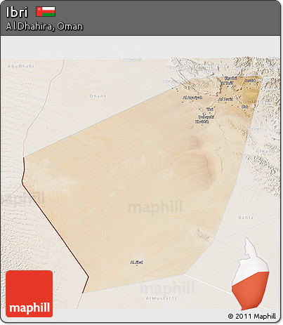 Satellite 3D Map of Ibri, lighten