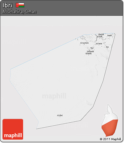 Silver Style 3D Map of Ibri, single color outside