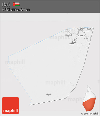 Silver Style 3D Map of Ibri, single color outside