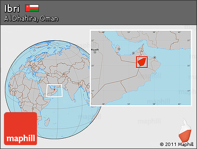 Gray Location Map of Ibri, within the entire country