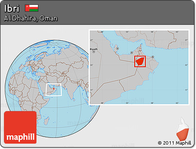 Gray Location Map of Ibri, within the entire country
