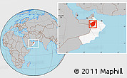 Gray Location Map of Ibri, highlighted country, within the entire country