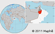 Gray Location Map of Ibri, highlighted country, highlighted parent region