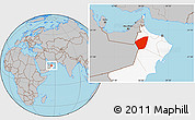 Gray Location Map of Ibri, highlighted country