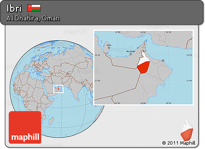 Gray Location Map of Ibri, highlighted parent region