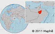 Gray Location Map of Ibri, hill shading