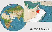 Satellite Location Map of Ibri, highlighted country, highlighted parent region