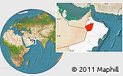 Satellite Location Map of Ibri, highlighted country