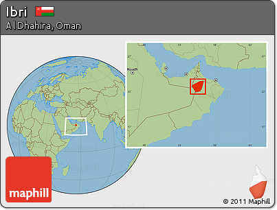 Savanna Style Location Map of Ibri, within the entire country