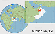 Savanna Style Location Map of Ibri, highlighted country, within the entire country