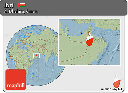 Savanna Style Location Map of Ibri, highlighted parent region, hill shading