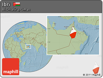 Savanna Style Location Map of Ibri, highlighted parent region, hill shading