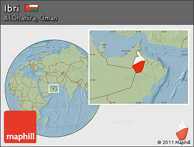 Savanna Style Location Map of Ibri, highlighted parent region, hill shading