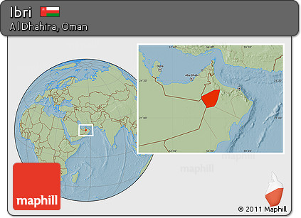 Savanna Style Location Map of Ibri, hill shading