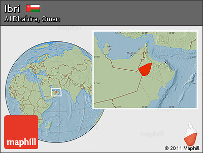 Savanna Style Location Map of Ibri, hill shading