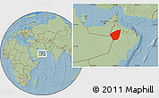 Savanna Style Location Map of Ibri, hill shading