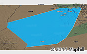 Political Panoramic Map of Ibri, darken, semi-desaturated