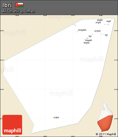 Classic Style Simple Map of Ibri, single color outside