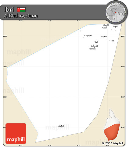 Classic Style Simple Map of Ibri, single color outside