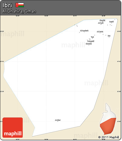 Classic Style Simple Map of Ibri, single color outside