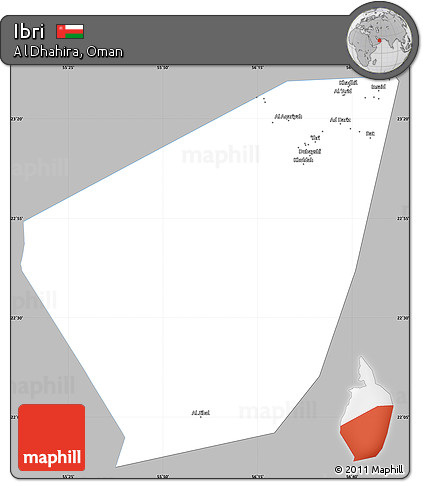 Gray Simple Map of Ibri, single color outside