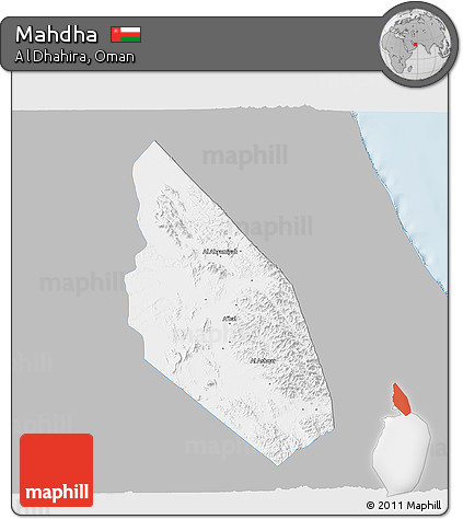 Gray 3D Map of Mahdha, single color outside