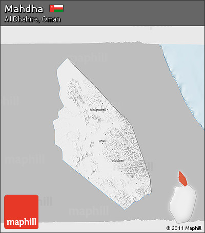 Gray 3D Map of Mahdha, single color outside