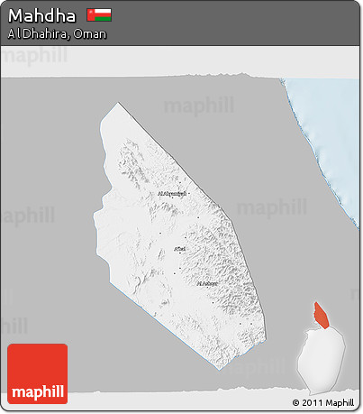 Gray 3D Map of Mahdha, single color outside