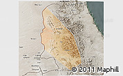 Satellite 3D Map of Mahdha, semi-desaturated
