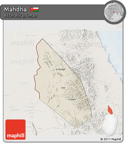 Shaded Relief 3D Map of Mahdha, lighten