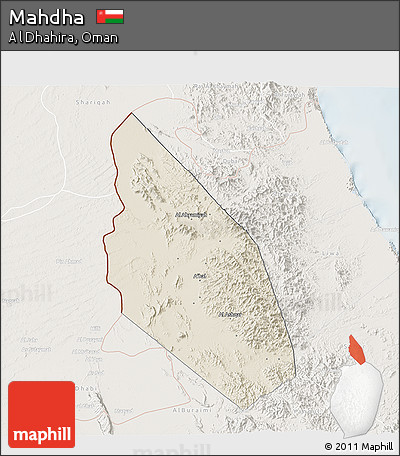 Shaded Relief 3D Map of Mahdha, lighten